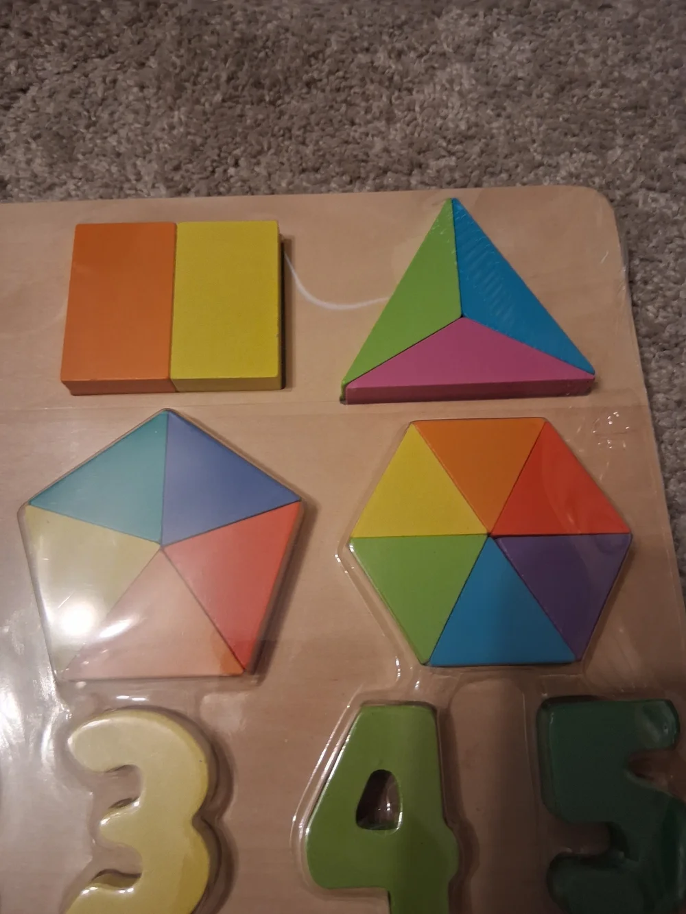 Wooden Number & Shape Puzzle Board - Multicolor Learning Toy